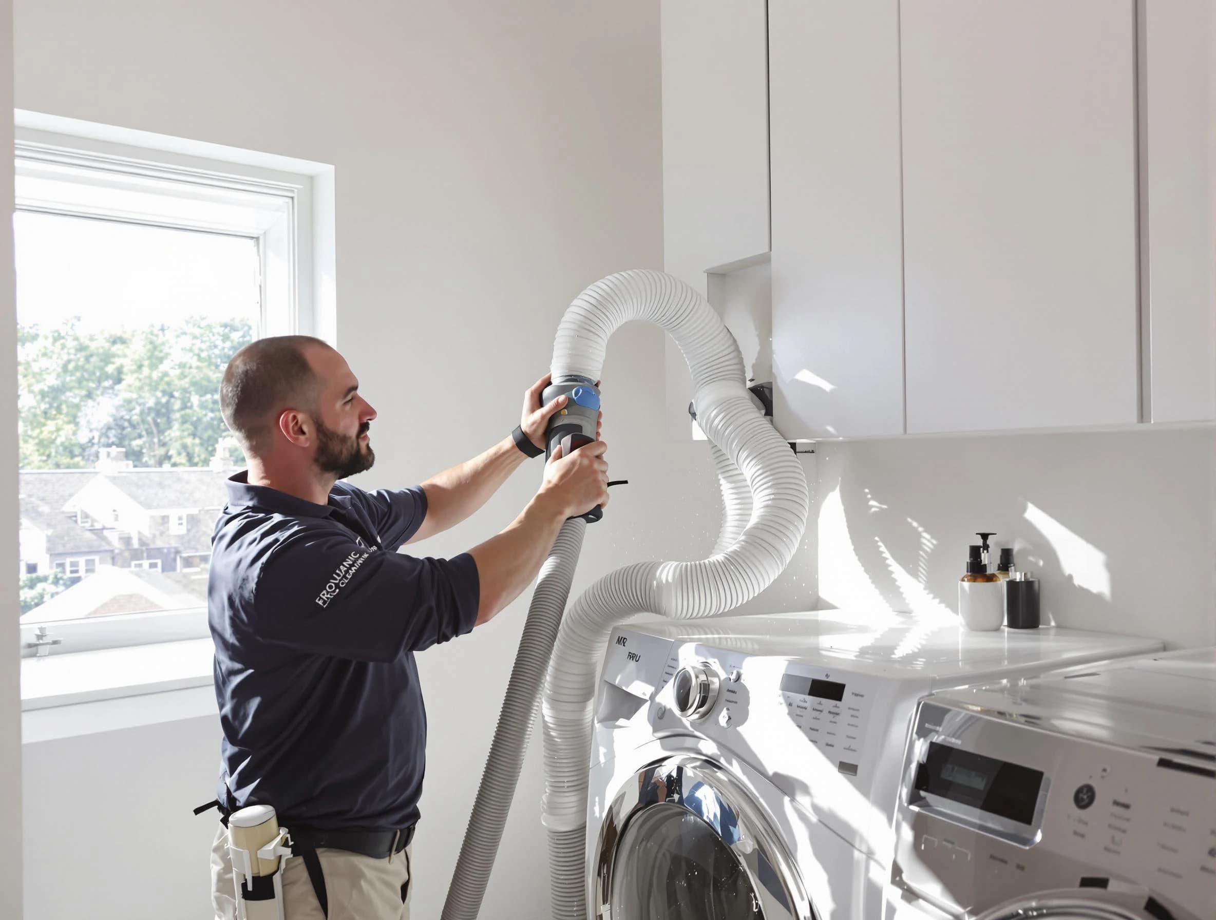 Certified Whittier Dryer Vent Cleaning technician performing dryer vent cleaning in Whittier